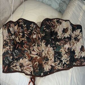 SHEIN Floral Bustier Top - Black and Brown